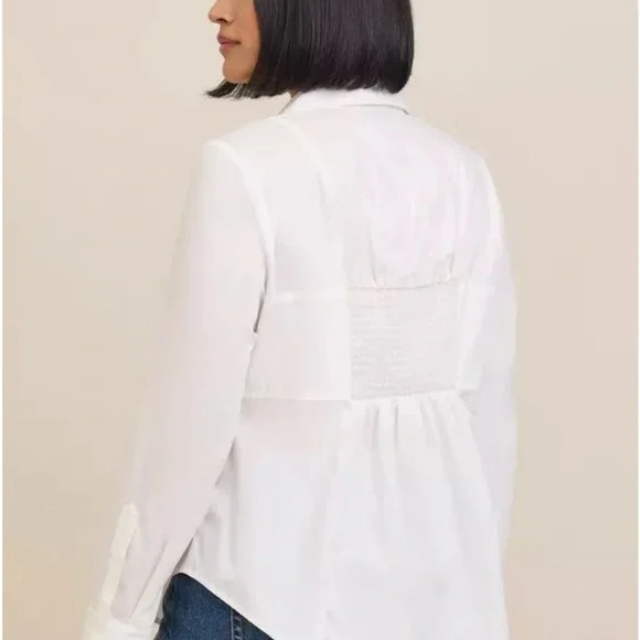 TORRID WHITE POPLIN BUTTON FRONT W/CORSET SIZE 3X NWT - Picture 2 of 5